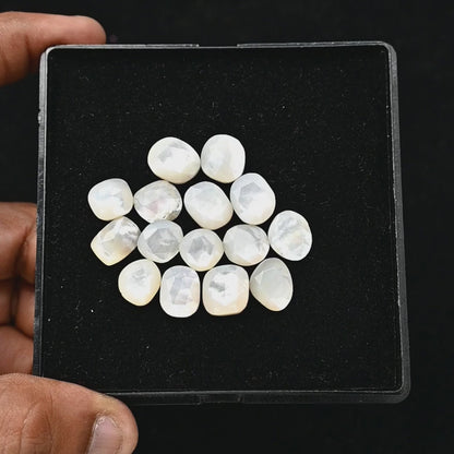 48.3cts Mother of Pearl Rose Cut 10x12mm - 11x13mm Freeform Shape AA Grade Gemstone Parcel -Total 15 Pcs